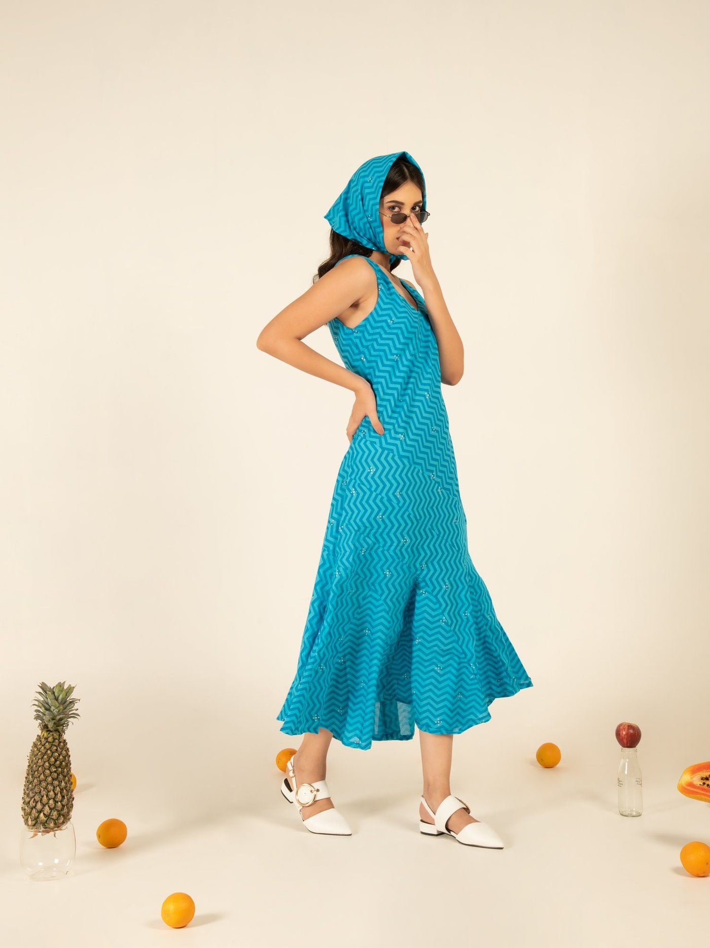 Sophia Blue Flounce Dress Fashion Marche