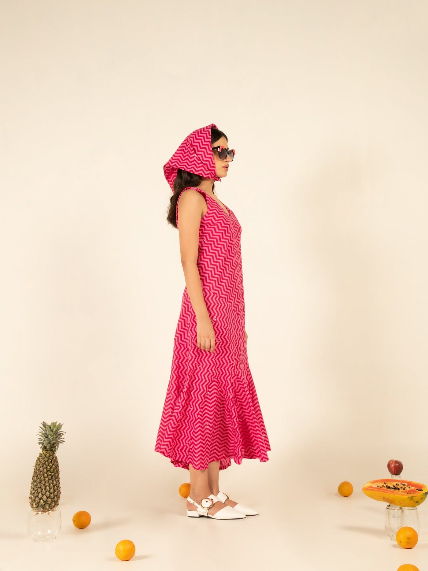 Sophia Pink Flounce Dress Fashion Marche