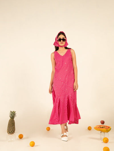 Sophia Pink Flounce Dress Fashion Marche