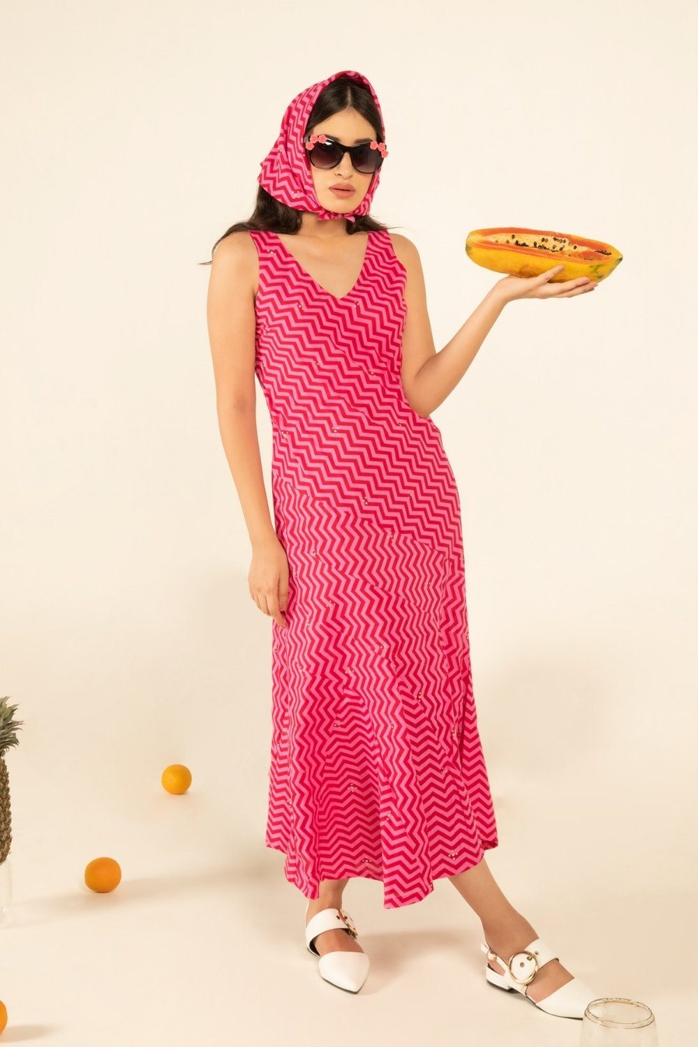 Sophia Pink Flounce Dress Fashion Marche