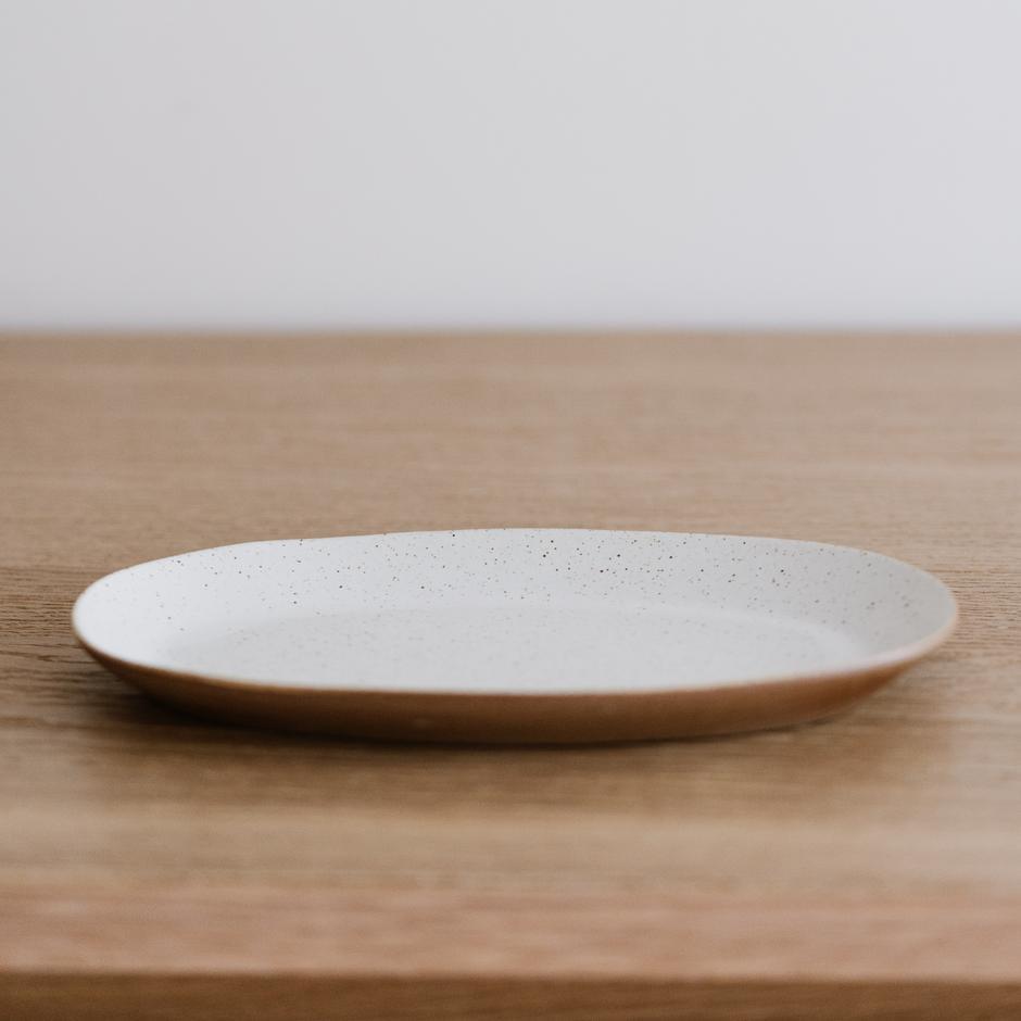 Speckled White Long Oval Plate Home Maelstrom 