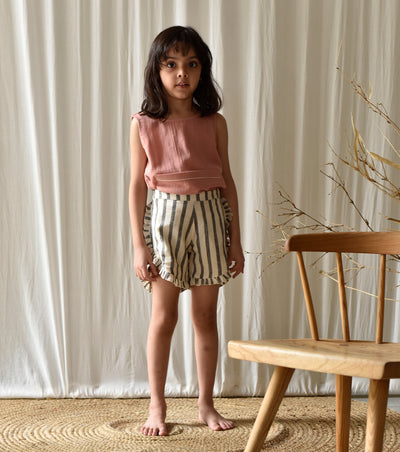 Stripe Me Linen Shorts Kids Khara Kapas Kids