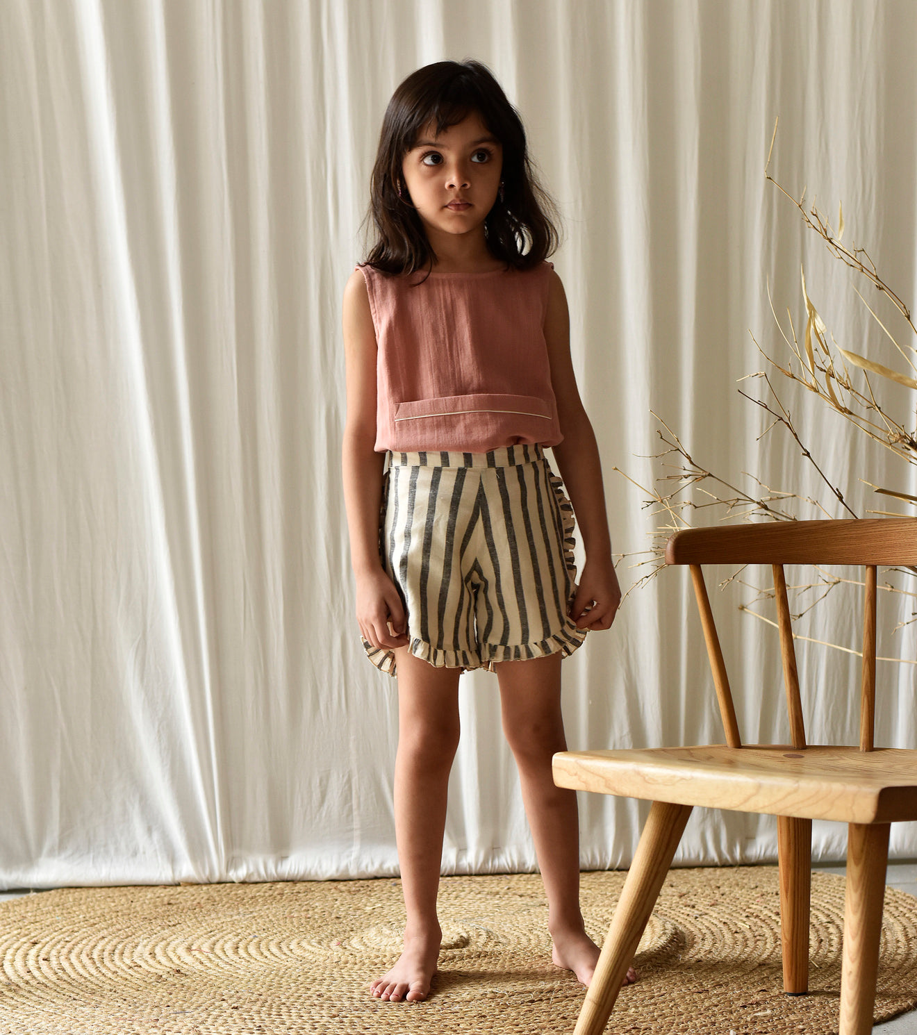 Stripe Me Linen Shorts Kids Khara Kapas Kids