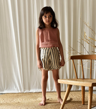 Stripe Me Linen Shorts Kids Khara Kapas Kids