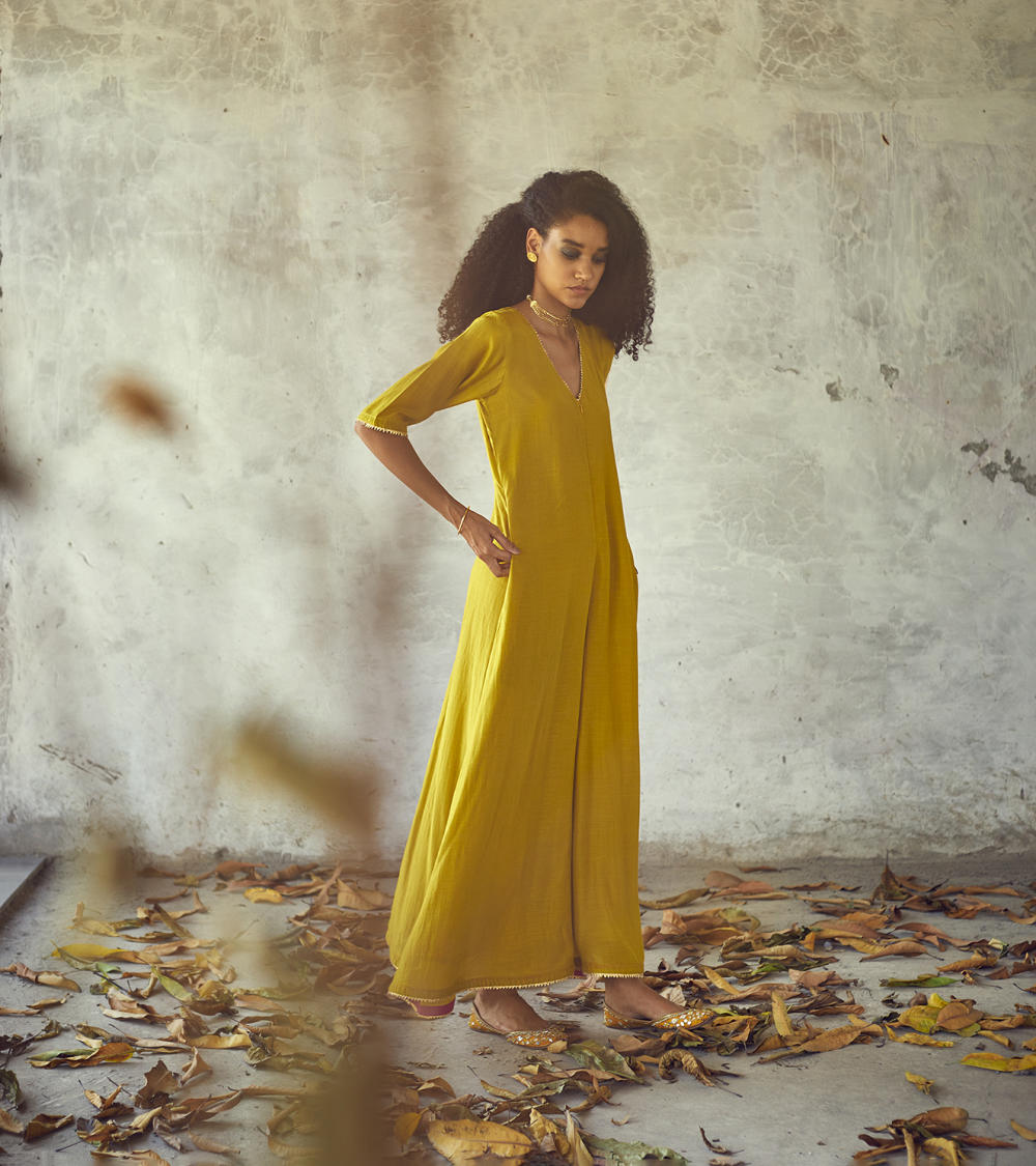 Sunehri Jumpsuit Fashion Khara Kapas