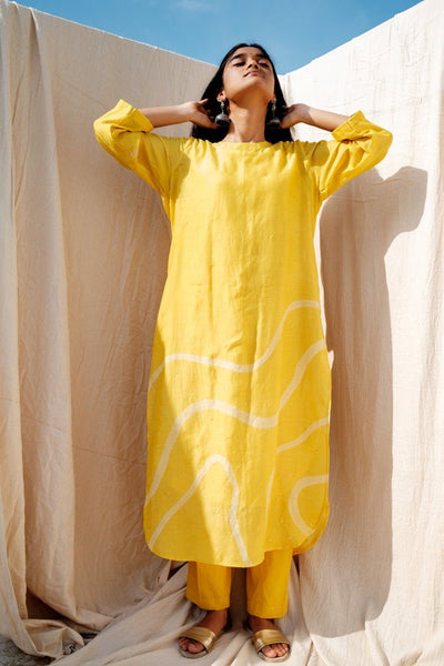 Sunny Yellow Arsa Kurta and Pants Set Fashion Nirjara