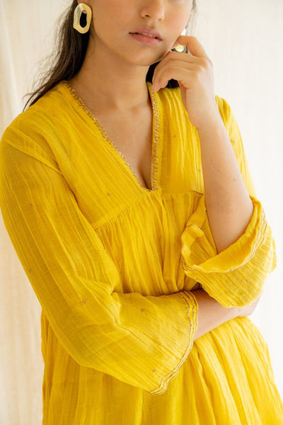 Sunny Yellow Ghym Kurta Fashion Nirjara