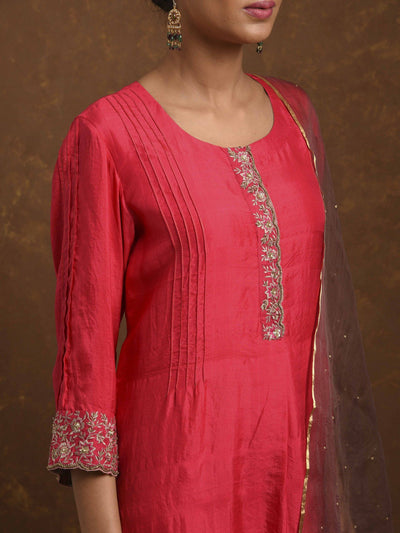 Surkh Coral-Red-Mocha Kurta Set Fashion Priti Prashant 