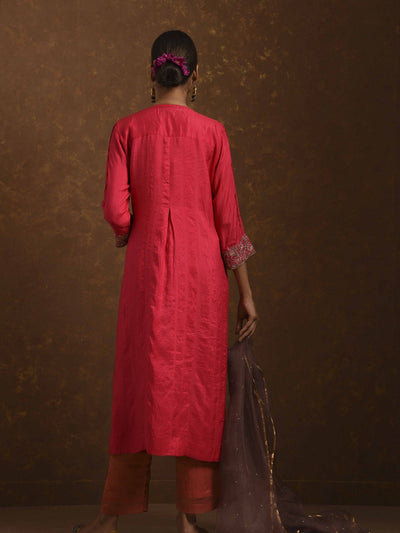 Surkh Coral-Red-Mocha Kurta Set Fashion Priti Prashant 
