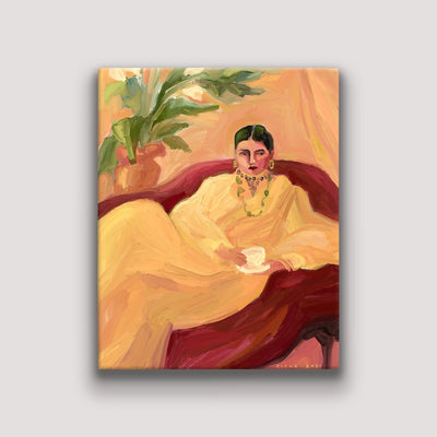 Tea on the Red Sofa Art Richa Kashelkar