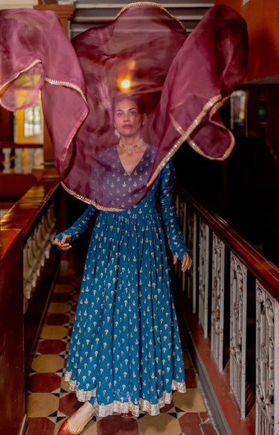 Teal and Wine Anarkali Set Fashion Juanita 