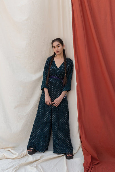 Teal Green Bandhani Jumpsuit Fashion The Pot Plant