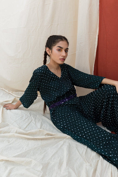 Teal Green Bandhani Jumpsuit Fashion The Pot Plant