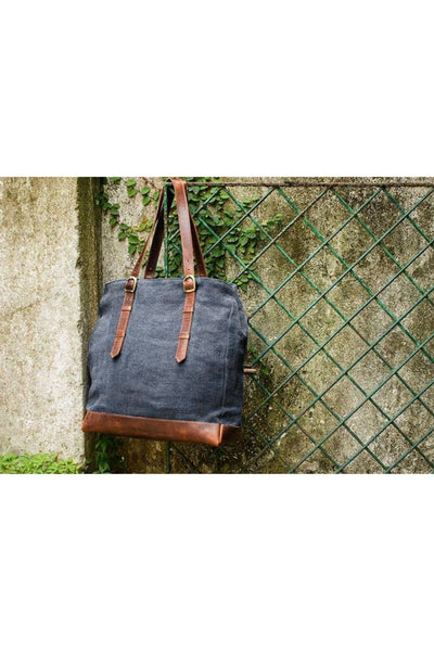 The Bass Tote Apparel & Accessories The Burlap People Slate Grey 