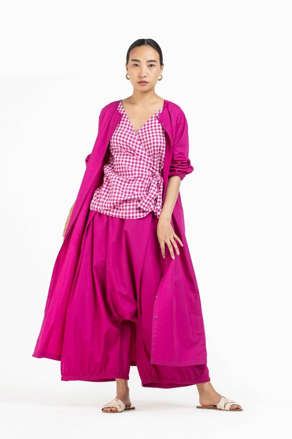 Tie Top Hot Pink Check Co-ord Fashion THREE XS Bottoms