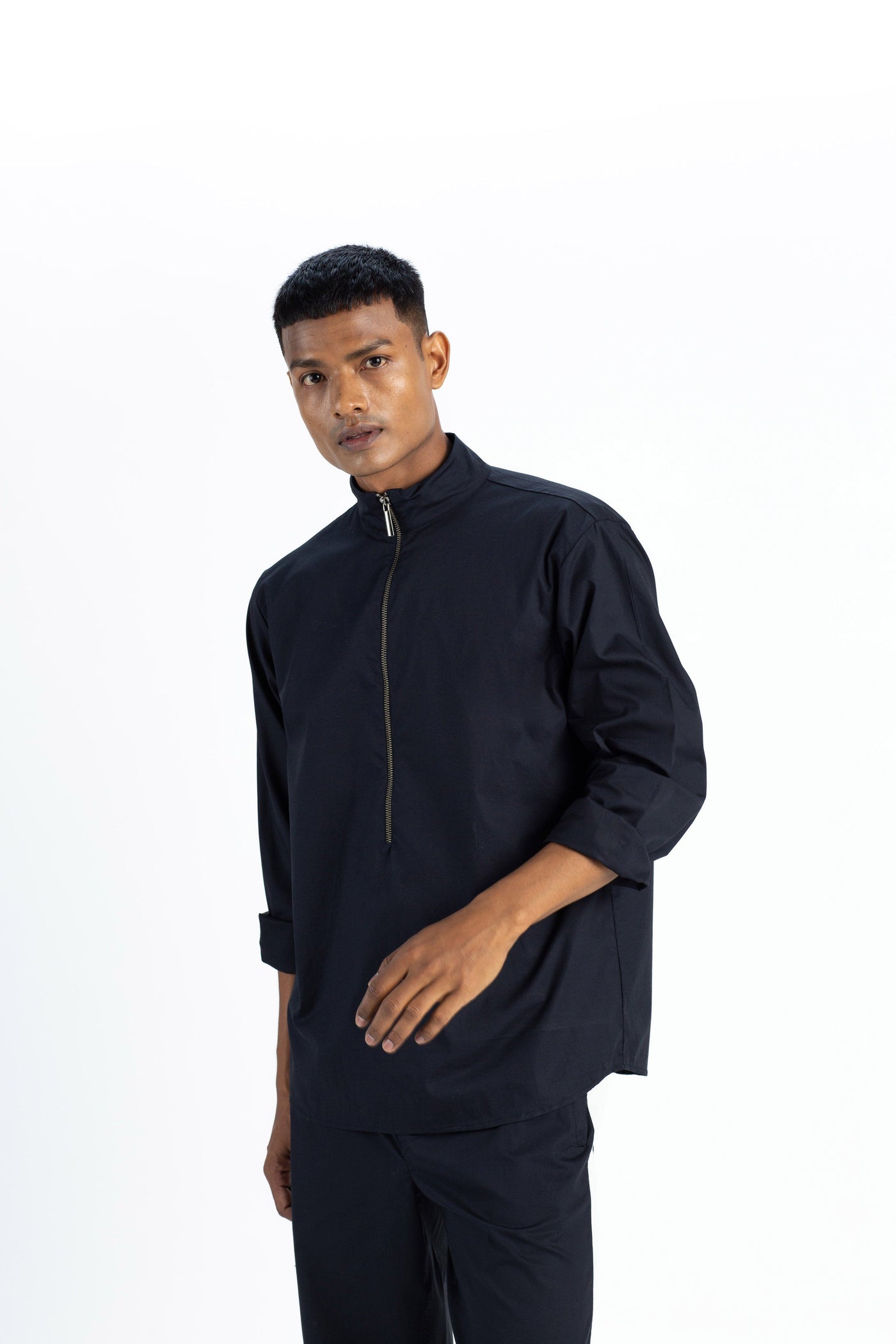 Turtle Neck Shirt Co-ord- Black Men THREE Men 