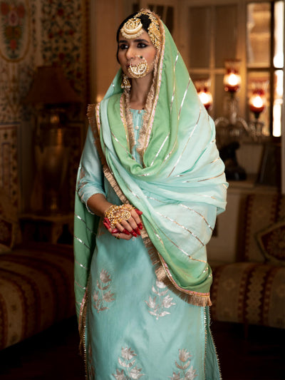 Ulfat - Firoza Chanderi Silk Kurta Salwar Set Fashion Maison Shefali