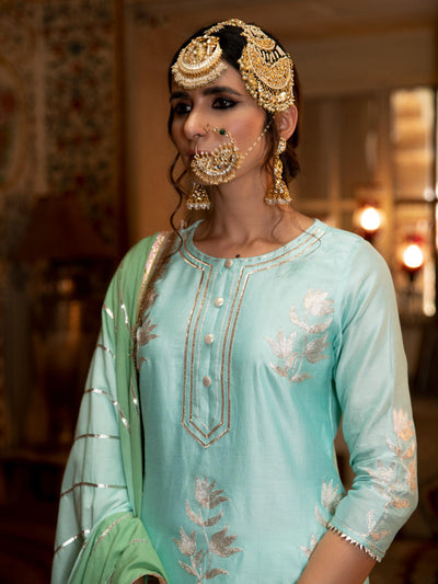 Ulfat - Firoza Chanderi Silk Kurta Salwar Set Fashion Maison Shefali
