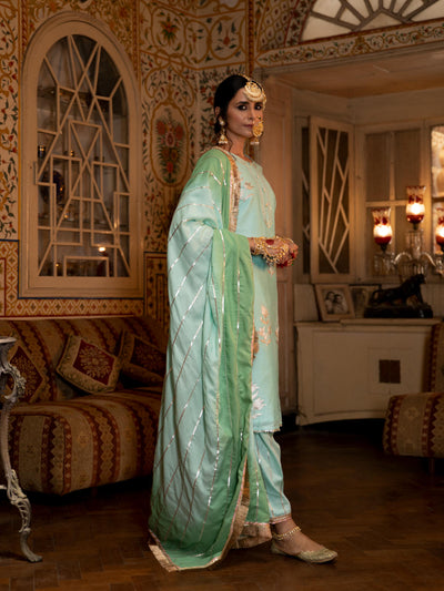 Ulfat - Firoza Chanderi Silk Kurta Salwar Set Fashion Maison Shefali