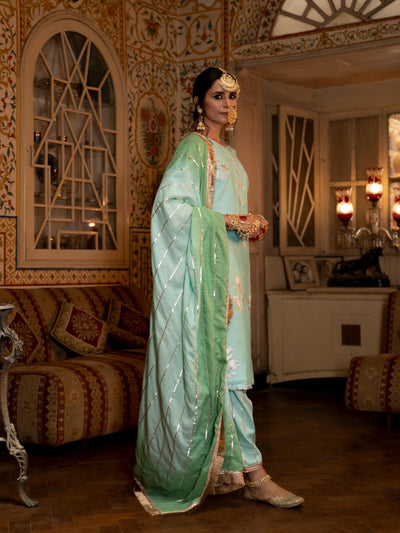 Ulfat - Firoza Chanderi Silk Kurta Salwar Set Fashion Maison Shefali 