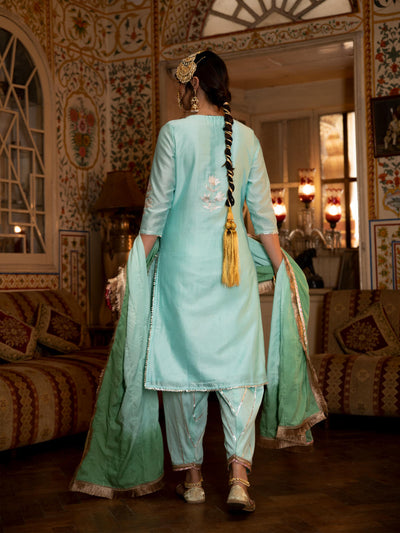 Ulfat - Firoza Chanderi Silk Kurta Salwar Set Fashion Maison Shefali