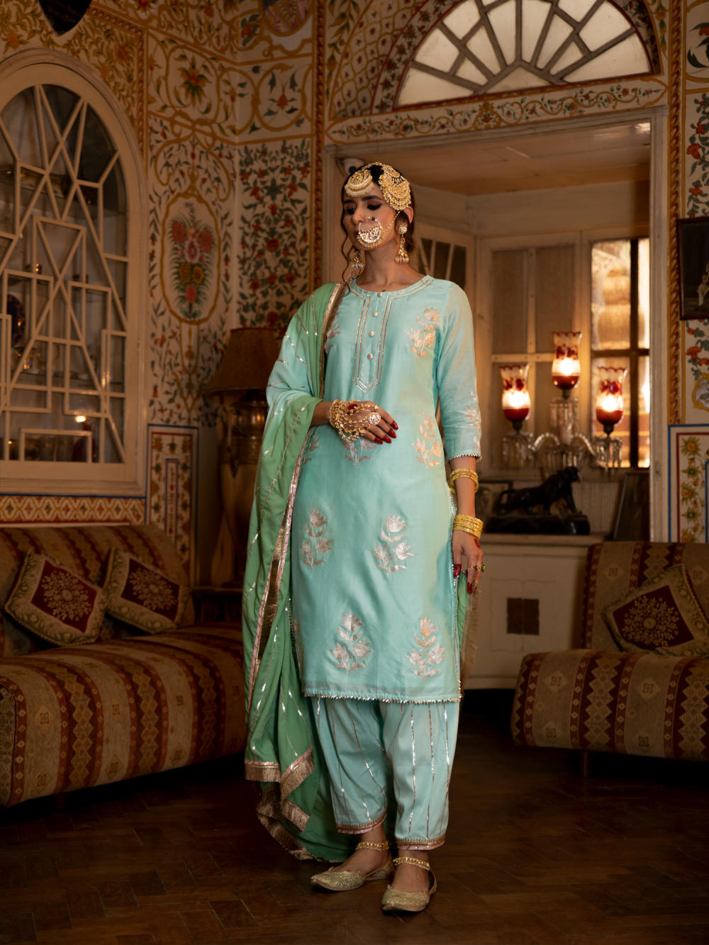 Ulfat - Firoza Chanderi Silk Kurta Salwar Set Fashion Maison Shefali