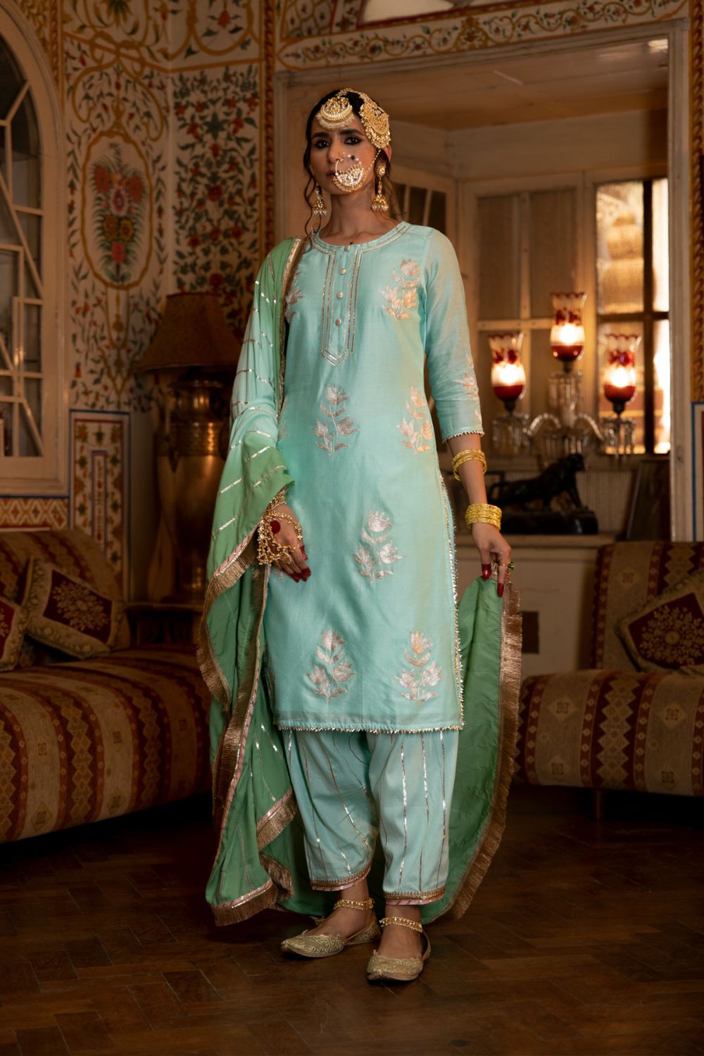 Ulfat - Firoza Chanderi Silk Kurta Salwar Set Fashion Maison Shefali