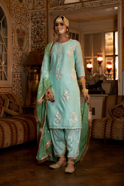 Ulfat - Firoza Chanderi Silk Kurta Salwar Set Fashion Maison Shefali