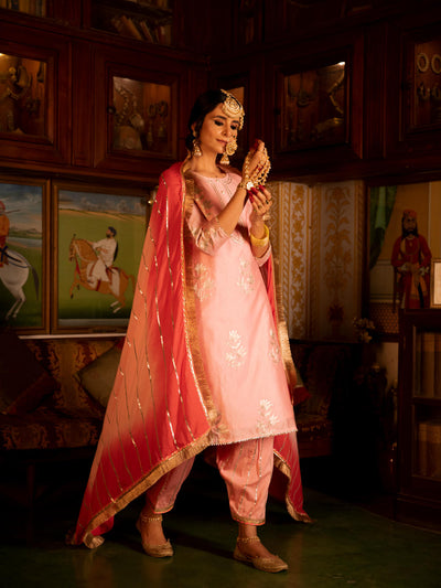 Ulfat - Gulaabi Chanderi Silk Kurta Salwar Set Fashion Maison Shefali