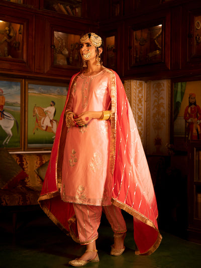 Ulfat - Gulaabi Chanderi Silk Kurta Salwar Set Fashion Maison Shefali