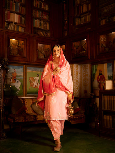 Ulfat - Gulaabi Chanderi Silk Kurta Salwar Set Fashion Maison Shefali