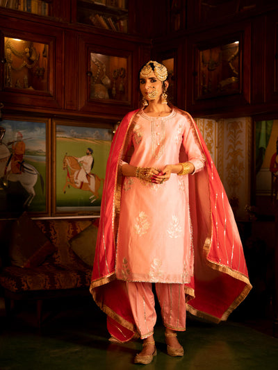 Ulfat - Gulaabi Chanderi Silk Kurta Salwar Set Fashion Maison Shefali