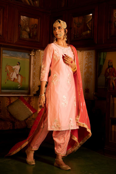 Ulfat - Gulaabi Chanderi Silk Kurta Salwar Set Fashion Maison Shefali