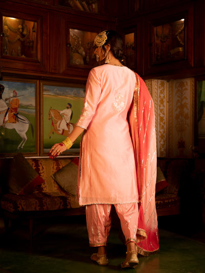 Ulfat - Gulaabi Chanderi Silk Kurta Salwar Set Fashion Maison Shefali
