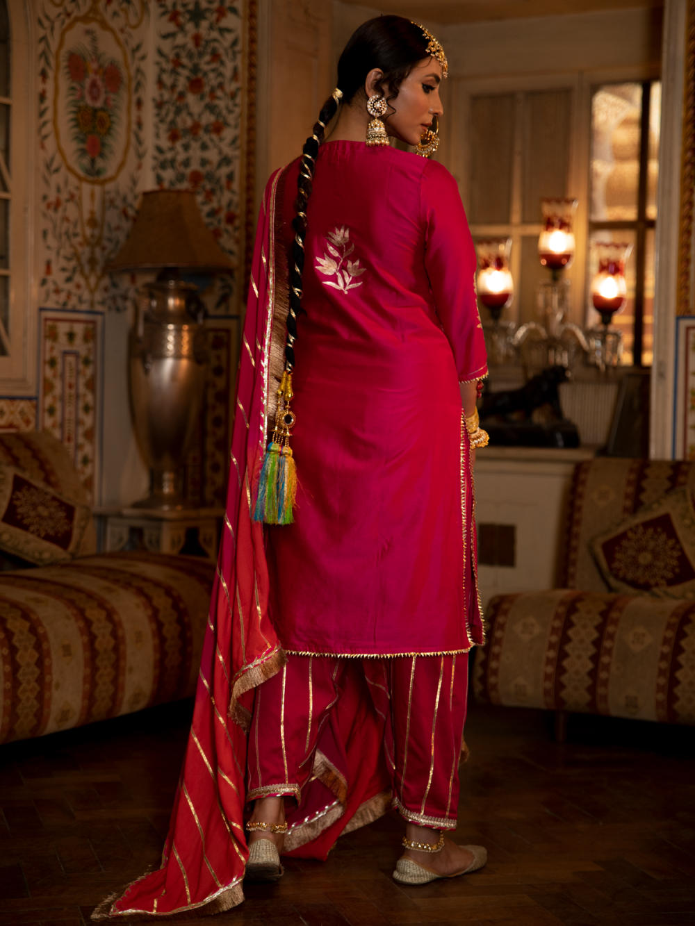 Ulfat- Surkh Chanderi Silk Kurta Salwar Set Fashion Maison Shefali