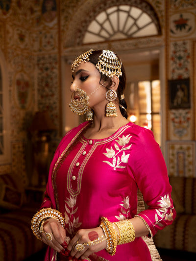 Ulfat- Surkh Chanderi Silk Kurta Salwar Set Fashion Maison Shefali