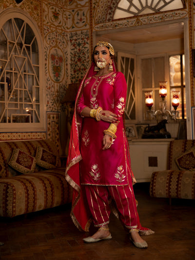 Ulfat- Surkh Chanderi Silk Kurta Salwar Set Fashion Maison Shefali