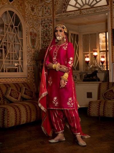 Ulfat- Surkh Chanderi Silk Kurta Salwar Set Fashion Maison Shefali 