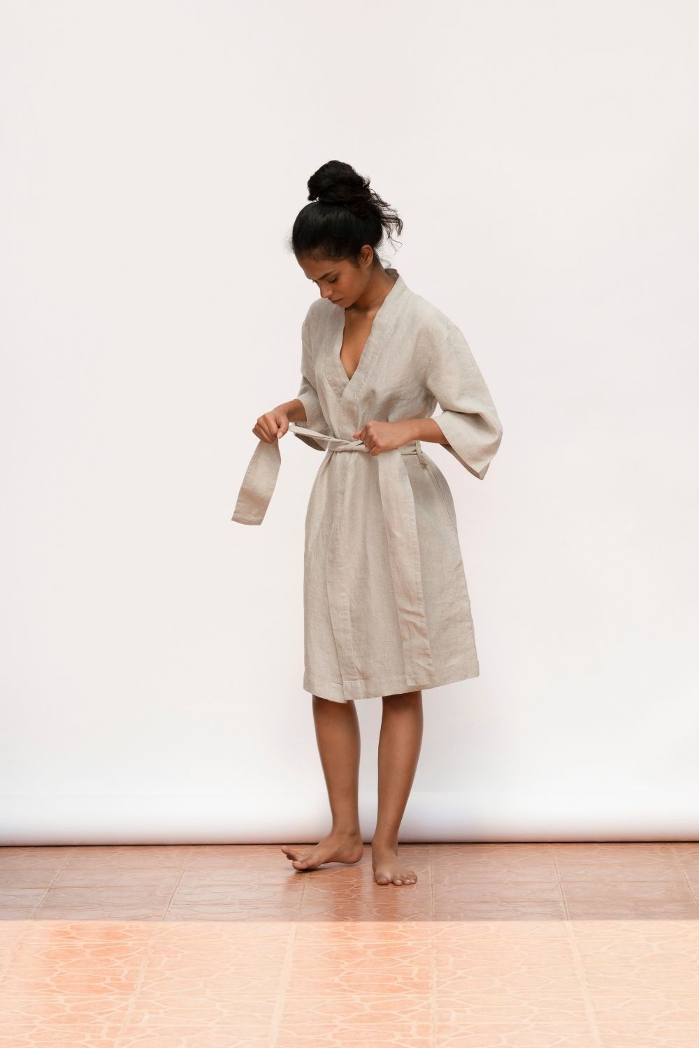 Undyed Linen Robe Fashion Saphed