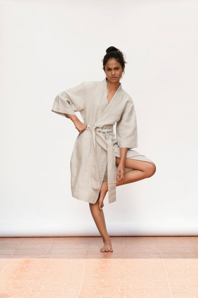 Undyed Linen Robe Fashion Saphed
