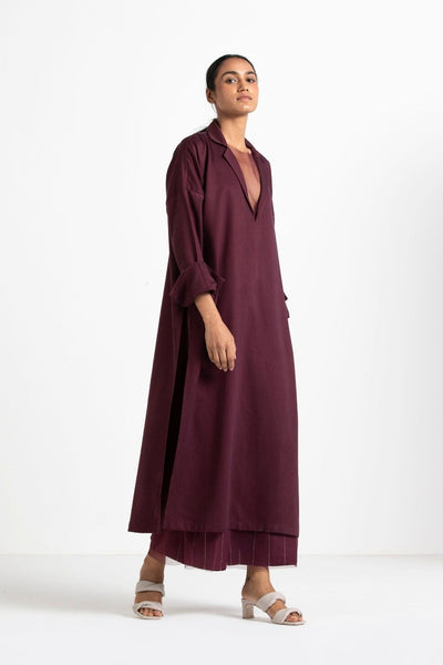 V-Neck Tunic with Net Slip Wine Fashion THREE