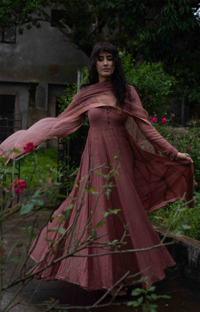 Vara Dark Old Rose Anarkali Set Fashion DOT