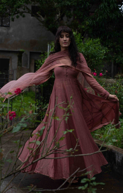 Vara Dark Old Rose Anarkali Set Fashion DOT 