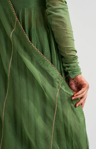 Vara Leaf Green Ghoomer Anarkali Set Fashion DOT 