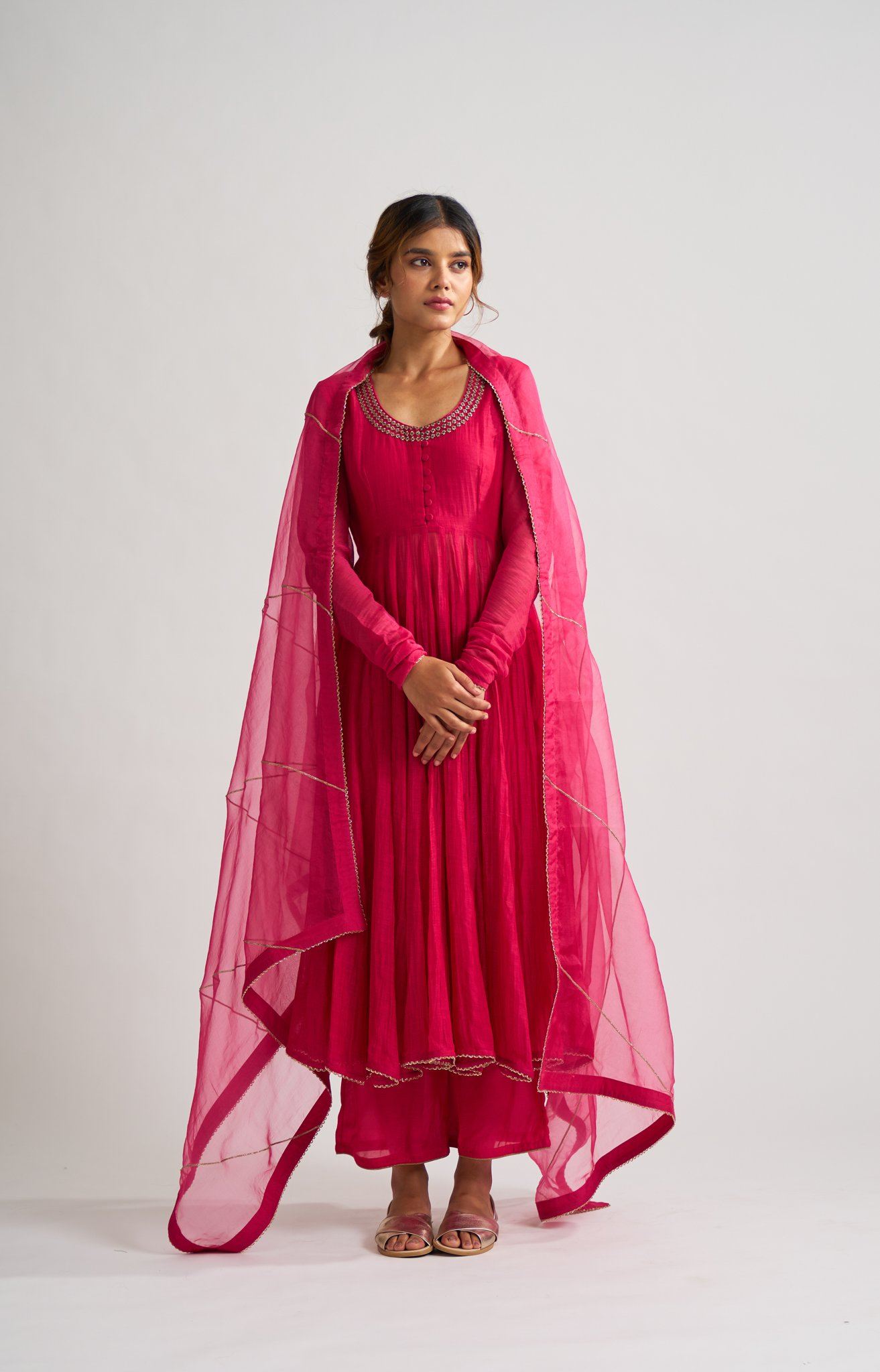 Vara Pink Ghoomer Anarkali Set Fashion DOT