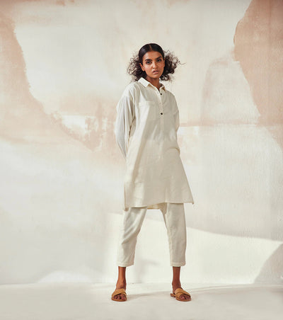 White Camellia Co-ord Set Fashion Khara Kapas