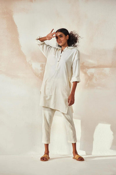 White Camellia Co-ord Set Fashion Khara Kapas