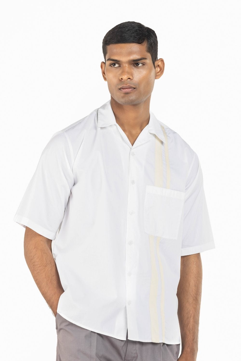 White Twill Tape Shirt Co-ord Men THREE XS Shirt 