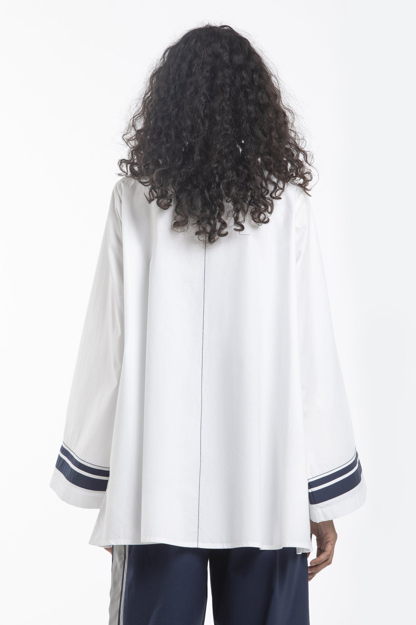 WIDE SLEEVE GATHER NECK TOP CO-ORD- WHITE Fashion THREE