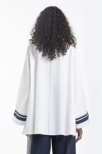 WIDE SLEEVE GATHER NECK TOP CO-ORD- WHITE Fashion THREE
